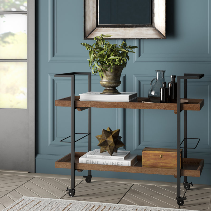 Drucilla Wooden Bar Cart Reviews Birch Lane Drucilla Wooden Bar Cart