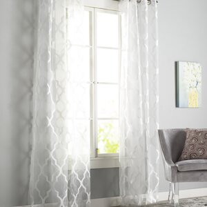 Halsey Geometric Sheer Grommet Single Curtain Panel
