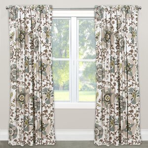 Nature/Floral Semi-Sheer Rod Pocket Single Curtain Panel