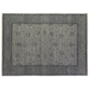 Overdyed Hand-Knotted Wool Gray Area Rug