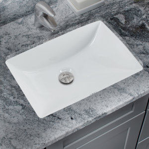 Glazed Rectangular Undermount Bathroom Sink with Overflow