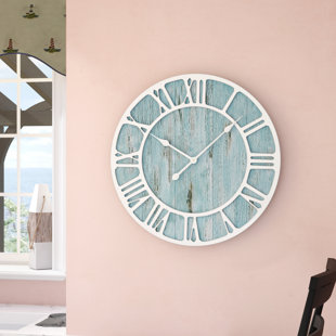 Solid Wood Wall Clocks You Ll Love Wayfair Rosalinde Oversized 23 5 Coastal Decorative Quartz Wall Clock