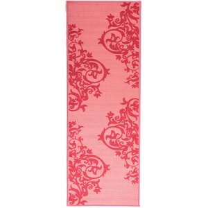 Pink Contemporary Scrolls Area Rug