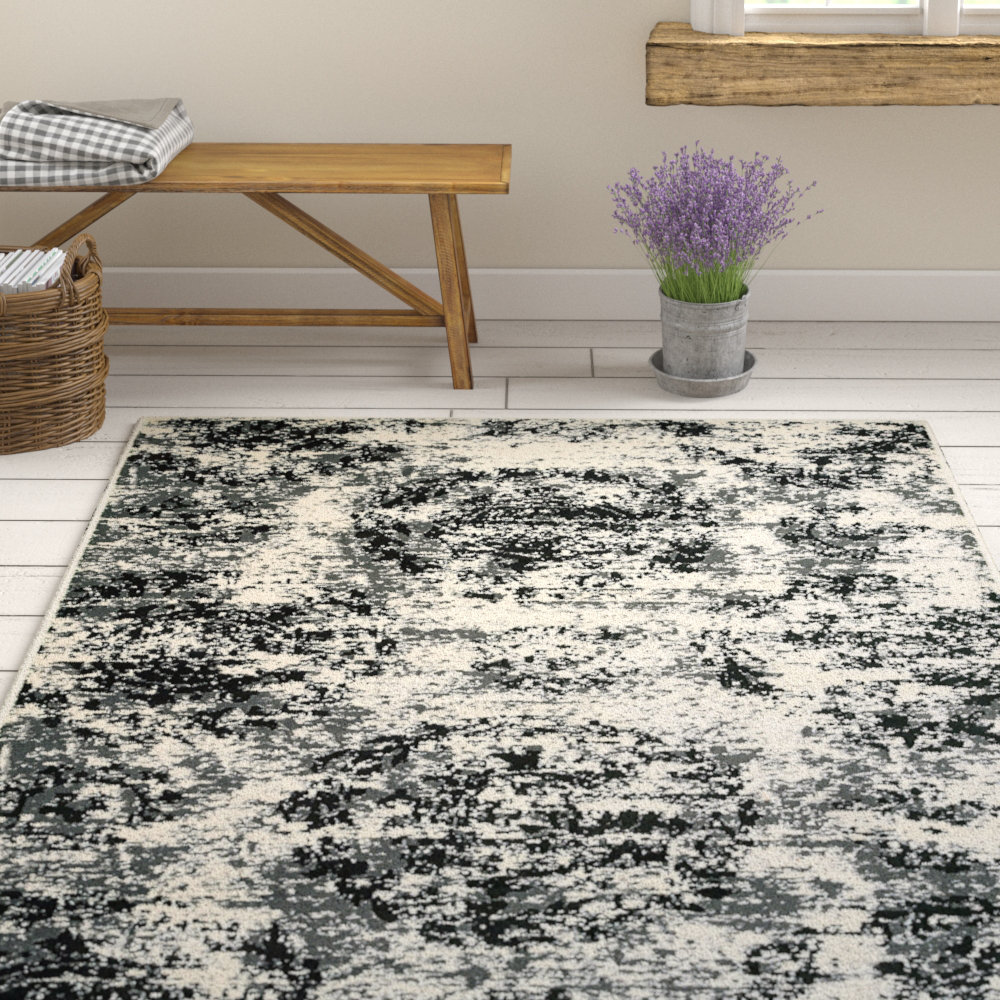 Gracie Oaks Pinson Black White Area Rug Wayfair