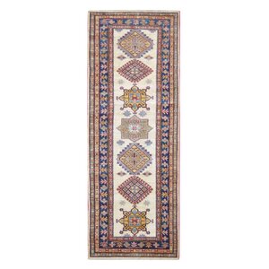 Kazak Hand-Knotted Blue/Beige Area Rug