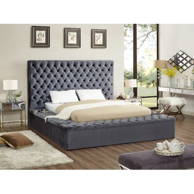 upholstered platform bed storage grey wayfair tufted bliss velvet queen ruthann beds furniture agnese