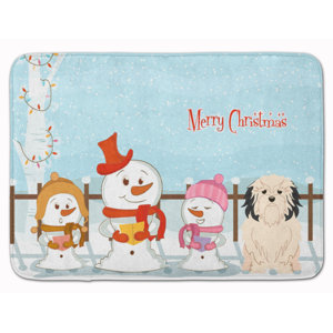 Merry Christmas Carolers Lowchen Memory Foam Bath Rug