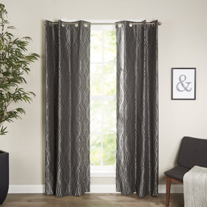 Brucker Geometric Blackout Thermal Grommet Single Curtain Panel