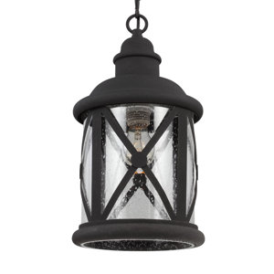 Falmouth 1-Light Foyer Pendant with Clear Seeded Glass