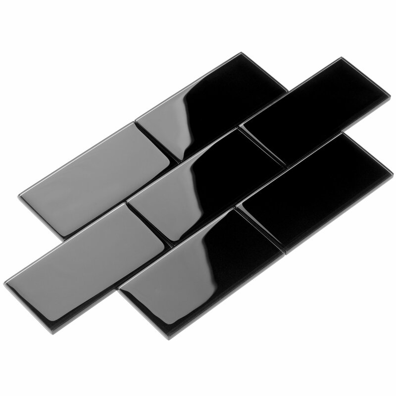 Giorbello 3 X 6 Glass Subway Tile In Black And Reviews Wayfair