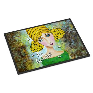 Bee Grateful Girl with Beehive Doormat