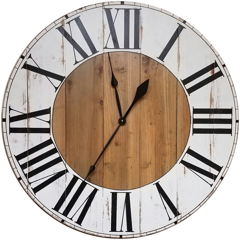 Gracie Oaks Oversized Bryan Farmhouse Wall Clock & Reviews | Wayfair