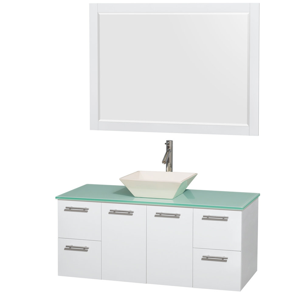 Wyndham Collection Amare 48 Single White Bathroom Vanity Set With Wyndham Collection Amare 48 Single White Bathroom Vanity Set With Mirror Reviews Wayfair