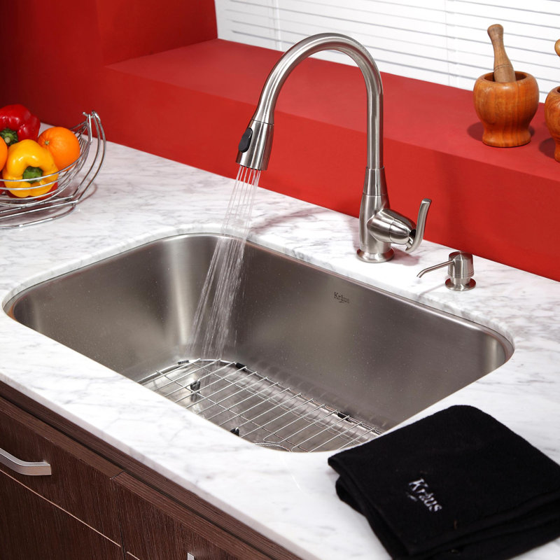 Kraus Kitchen Combos 31.5" x 18.38" Undermount Kitchen Sink with Faucet