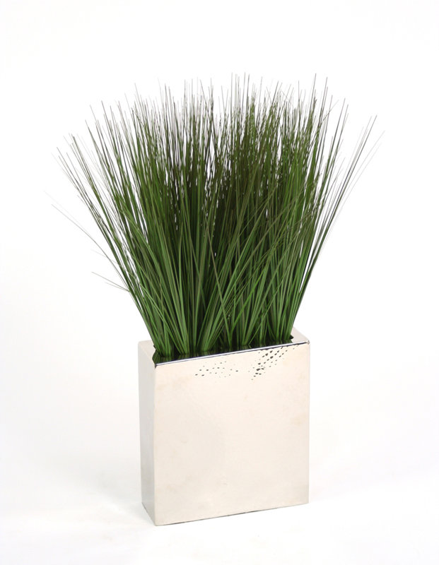 Distinctive Designs Green Grass in Rectangular Decorative Vase