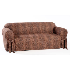 Leopard Print Box Cushion Sofa Slipcover