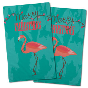 Holiday Flamingo Christmas Hand Towel (Set of 2)