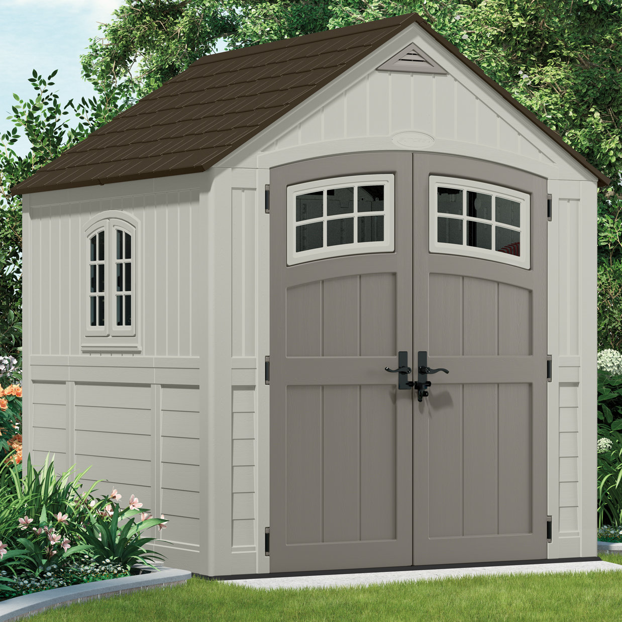 Suncast Cascade 7 ft. W x 7 ft. D Plastic Storage Shed ...