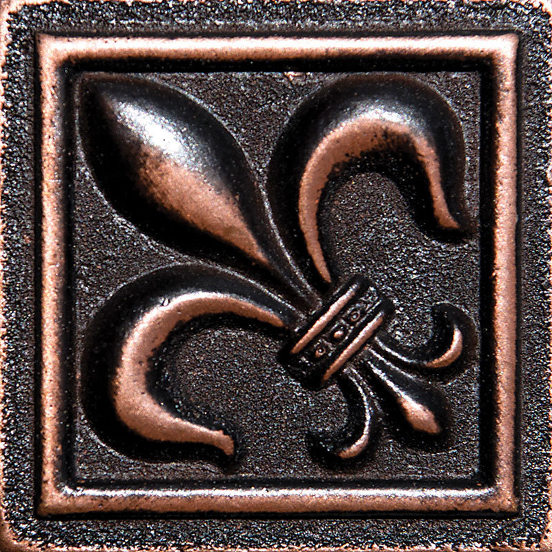 Parvatile 2 X Fleur De Lis Deco Accent Tile In Oil Bronze 2 X Fleur De Lis Deco Accent Tile In