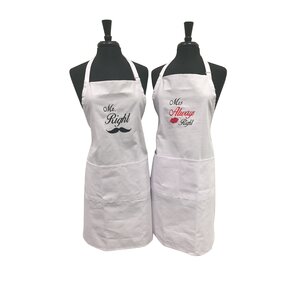 2 Piece Mr Right Mrs Always Right Embroided Apron ...
