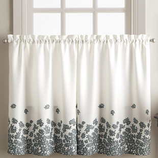 Farmhouse Cafe Curtains Wayfair Cailey Charcoal Cafe Curtain