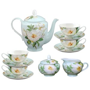 11 Piece Bone China Magnolia Tea Set