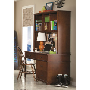 Williamsport Writing Desk with Hutch and Bow Back Desk Chair by Latitude Run