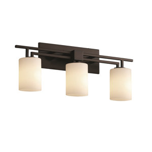 Kramer Aero 3 Light Cylinder w/ Flat Rim Bath Vanity Light