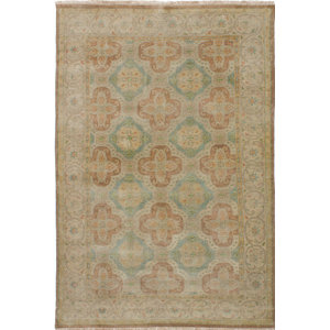 One-of-a-Kind Bassford Wool Hand-Knotted Light Khaki Area Rug