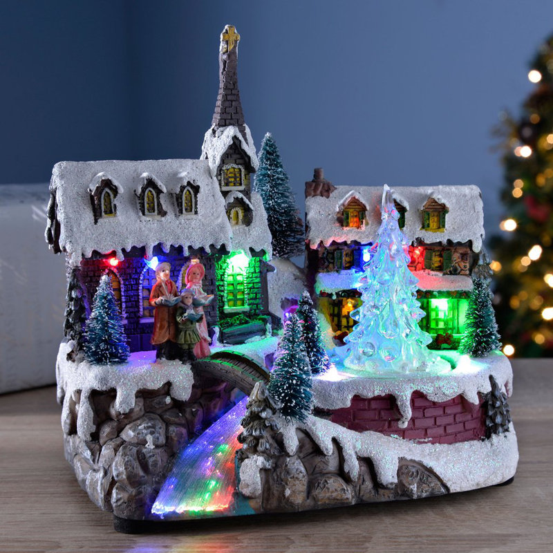 The Seasonal Aisle PreLit LED Musical Animated Christmas Village Scene