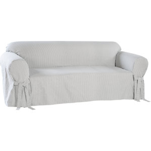 Stripe Box Cushion Loveseat Slipcover ..