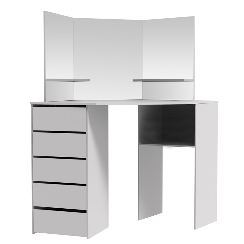 Trule Teen Cormier Corner Makeup Vanity With Mirror Reviews Wayfair