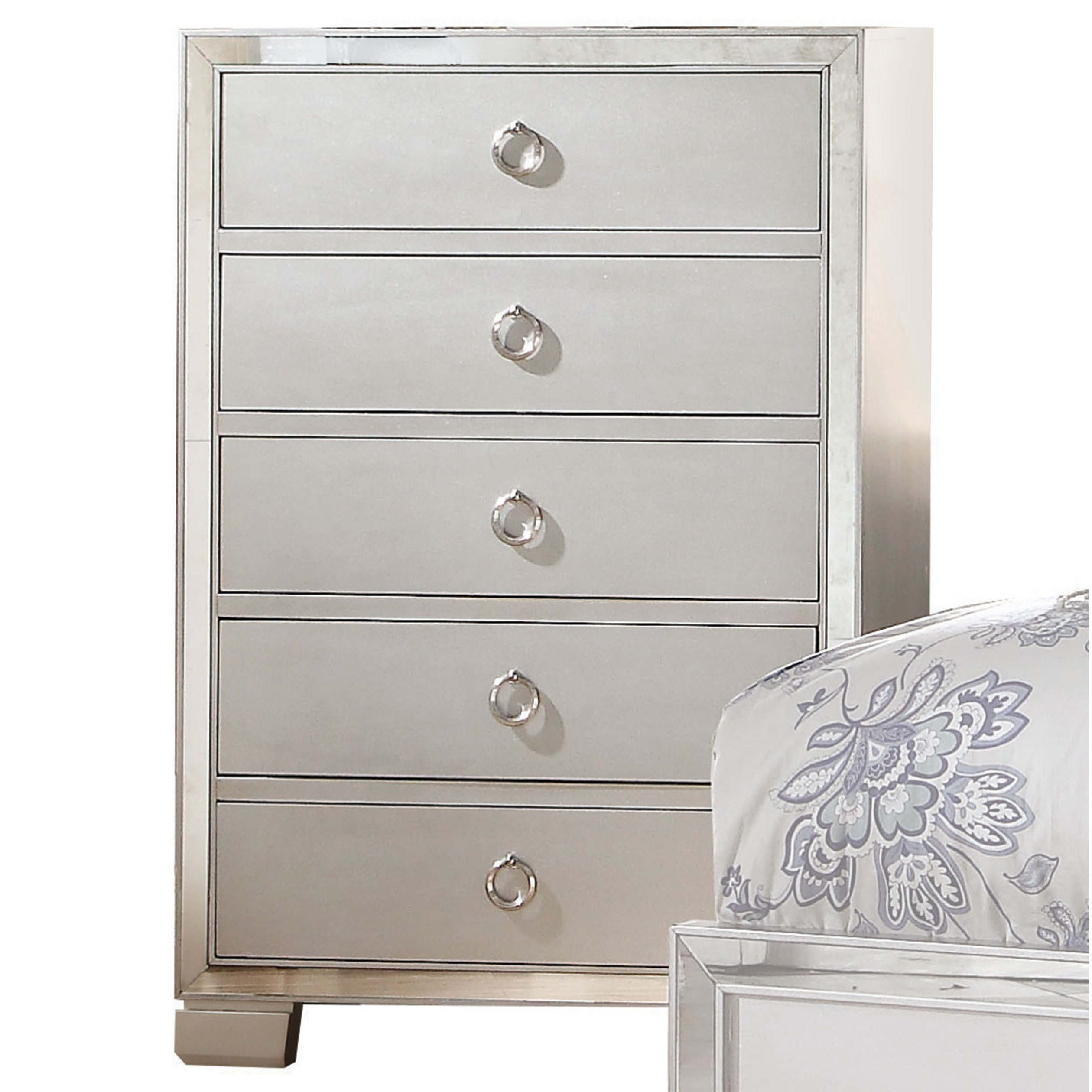 Rosdorf Park Chamblin Mirrored 5 Drawer Chest Wayfair