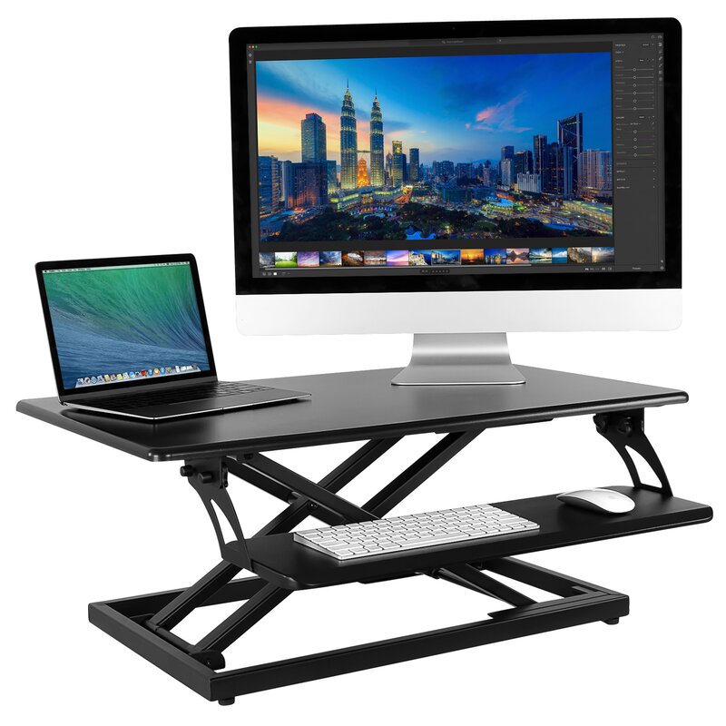 Mount It Height Adjustable Standing Desk With Keyboard Tray Wayfair