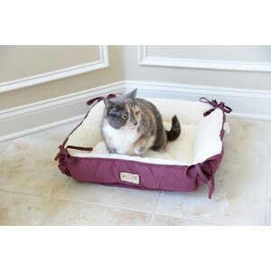 Cat Bed in Burgundy and Ivory