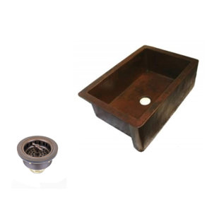 Top Mount A Front Sink Wayfair 33 L X 22 W Copper A Front Kitchen Sink With Drain