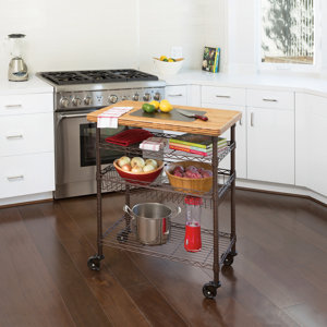 Ondina Bamboo Top Chef's Table Kitchen Cart Wood