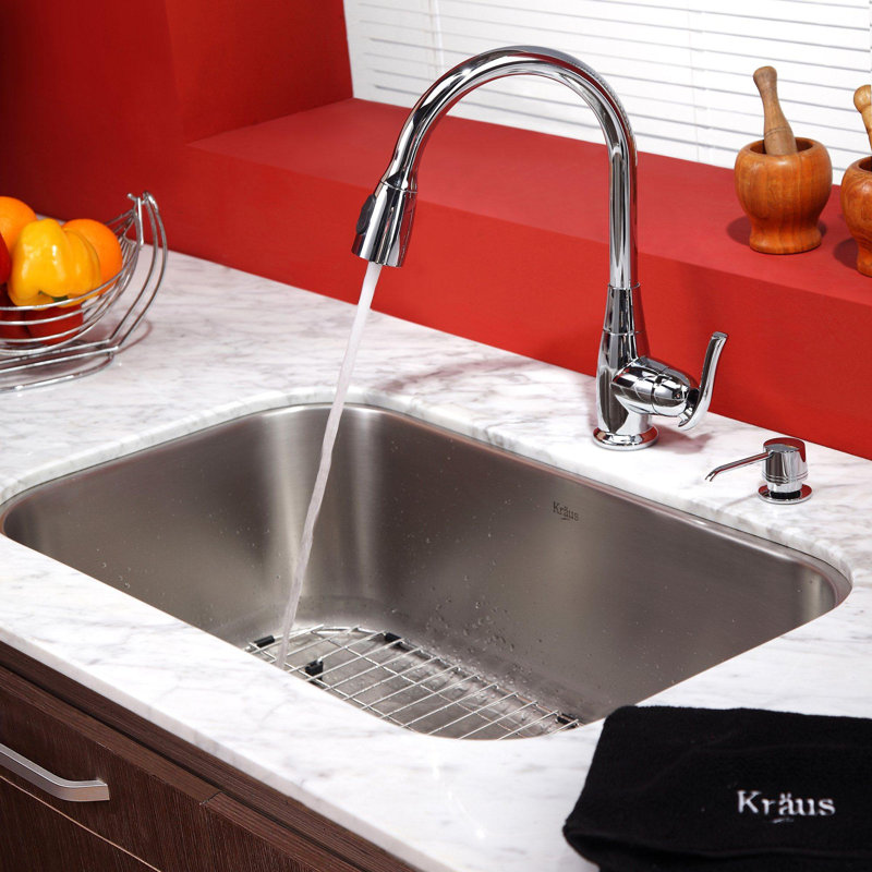 Kraus Kitchen Combos 31.5" x 18.38" Undermount Kitchen Sink with Faucet