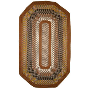 Green Mountain Maple Syrup Multi Elongated Octagon Brown Area Rug