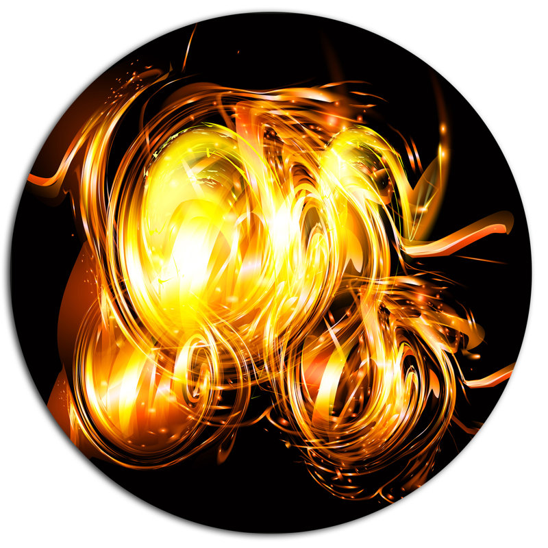 Abstract Fractal Fire On Black Graphic Art Print On Metal