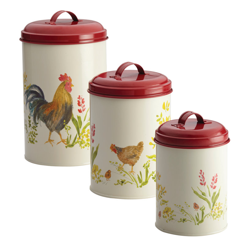 Paula Deen Pantryware Garden Rooster Food Storage 3 Piece Kitchen
