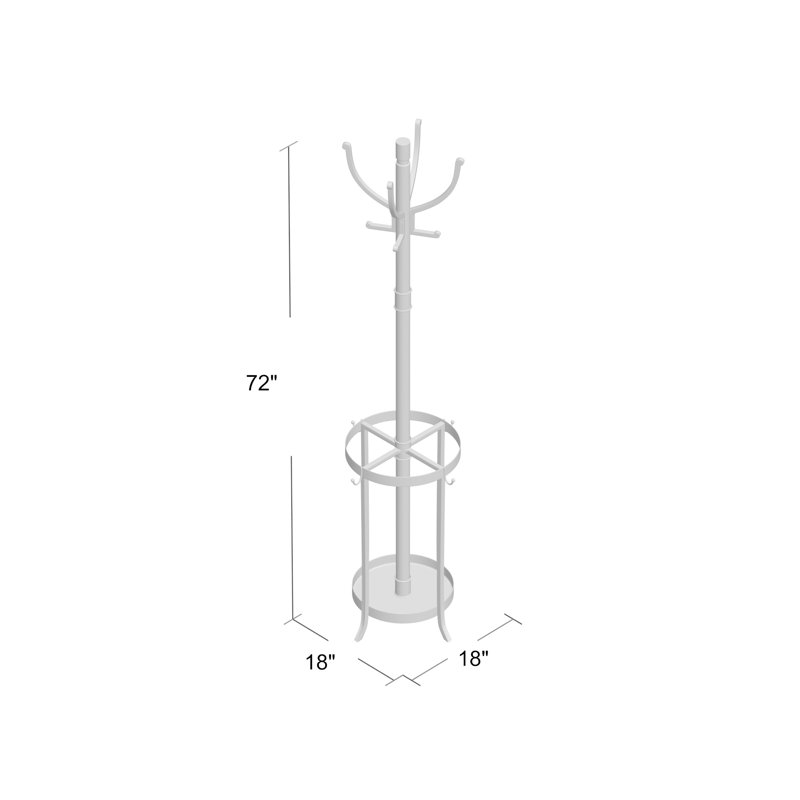 17 Stories Andreas Wood and Metal Coat Rack with Umbrella Stand
