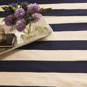 Catamaran Hand Woven White/Blue Indoor/Outdoor Area Rug
