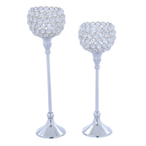 Goblet 2 Piece Glass Crystal Candelabra Set