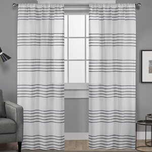 Dibella Striped Sheer Rod Pocket Curtain Panels (Set of 2)