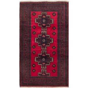 One-of-a-Kind Royal Balouch Wool Hand-Knotted Red Area Rug