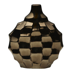 Metallic Bronze Ceramic Rippled Vase