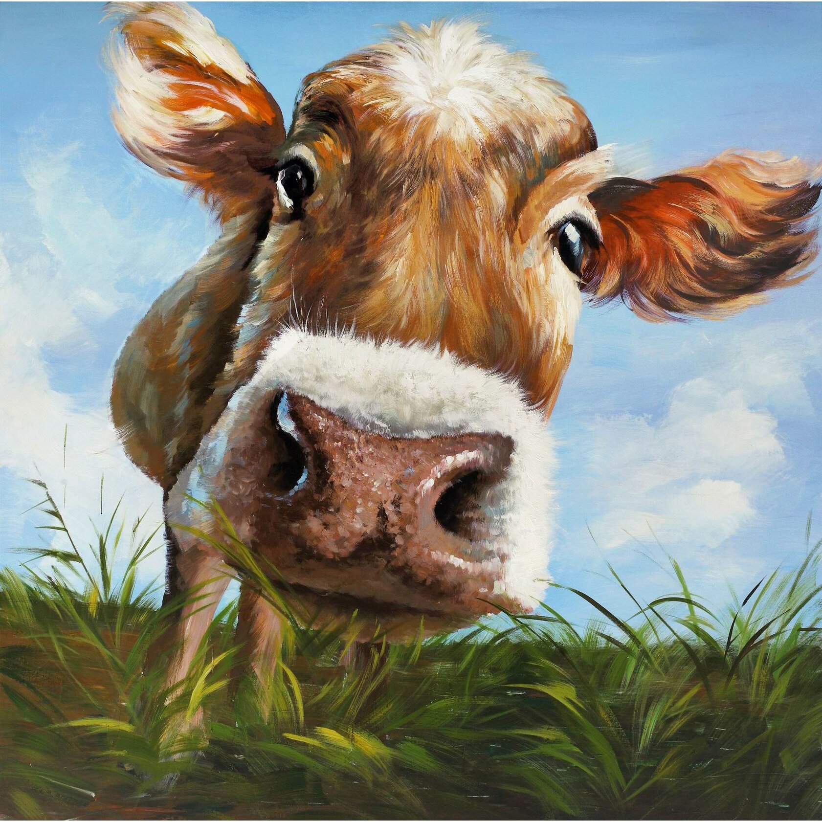 Hobbitholeco. 'Cow in Field' Painting Print on Wrapped Canvas & Reviews ...