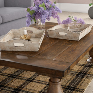 Farmhouse Rustic Decorative Trays Birch Lane Hargrave 2 Piece Serving Tray Set