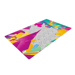 Danny Ivan 80's Abstract Pink/Teal Area Rug